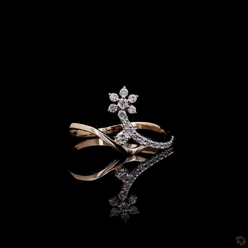 Floral Bypass Diamond Ring