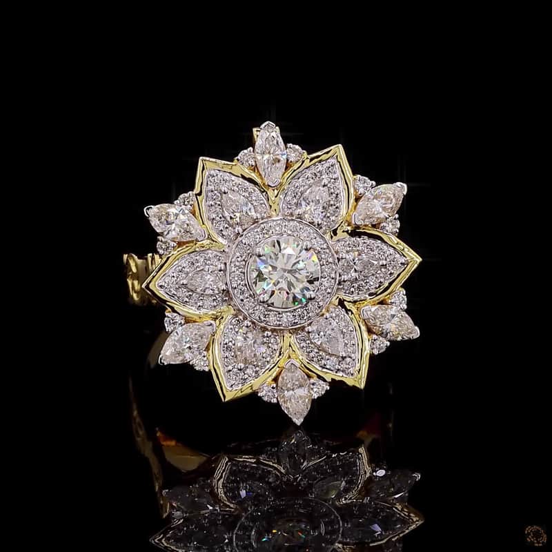Floral Sunburst Diamond Ring