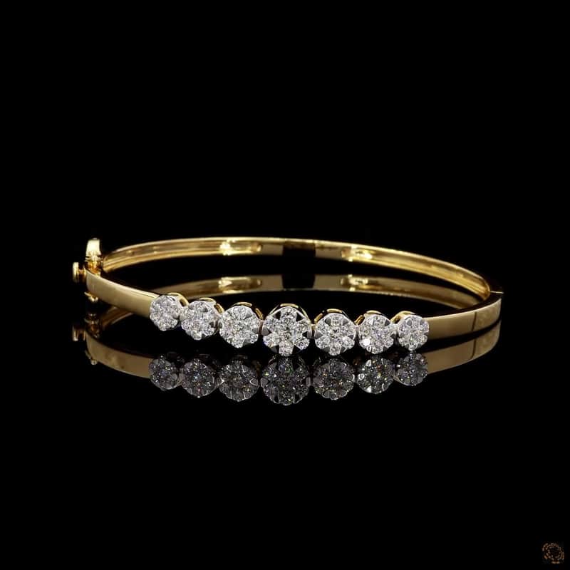 Floral Cluster Hinged Bangle