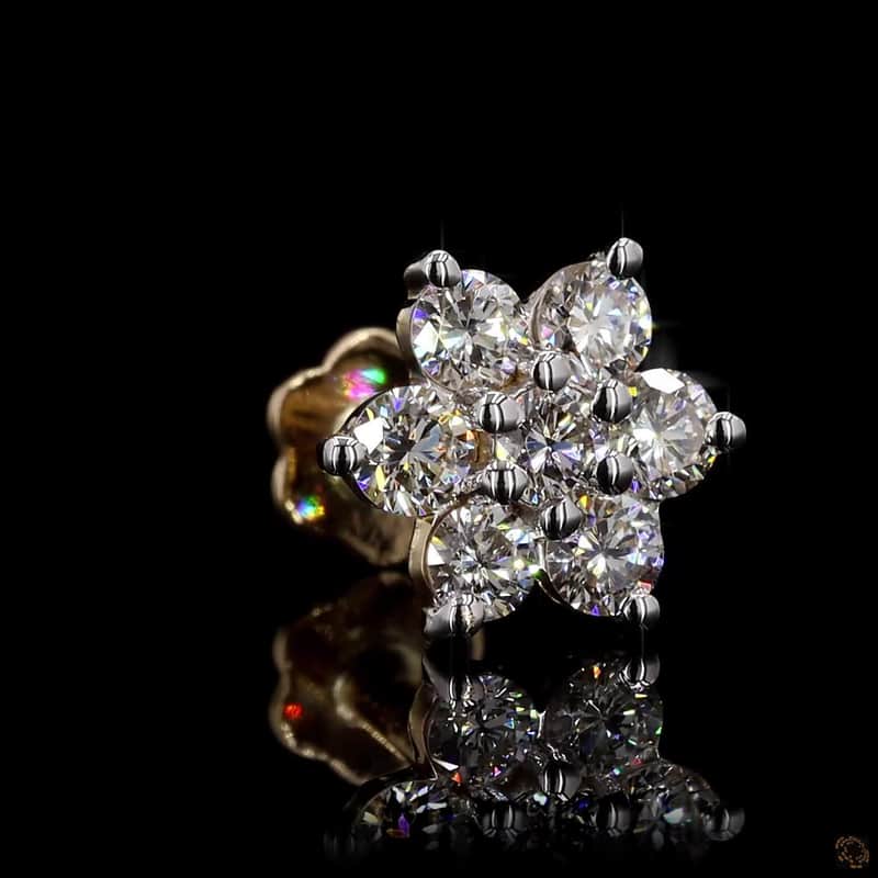 Round Diamond Flower Nose Pin