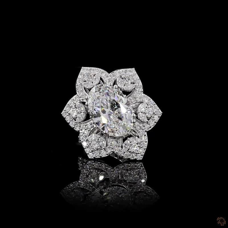Floral Petal Halo Ring