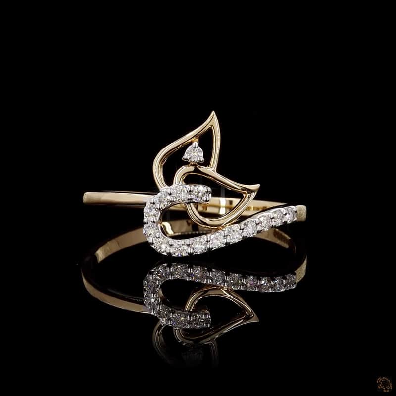 Leaf Swirl Diamond Ring