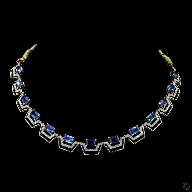 Sapphire Chevron Link Necklace