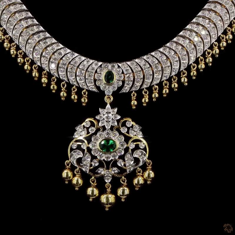 Emerald Medallion Crescent Collar