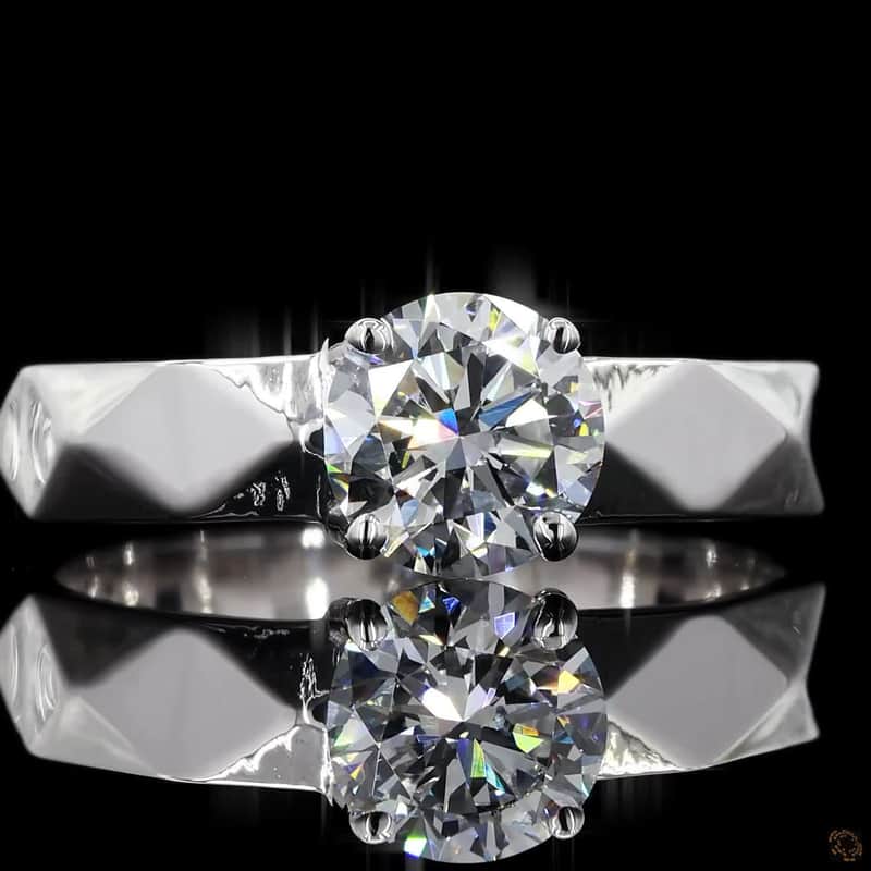 Faceted Band Solitaire Ring