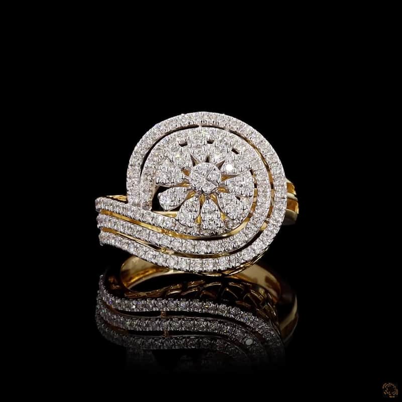 Spiral Floral Diamond Ring