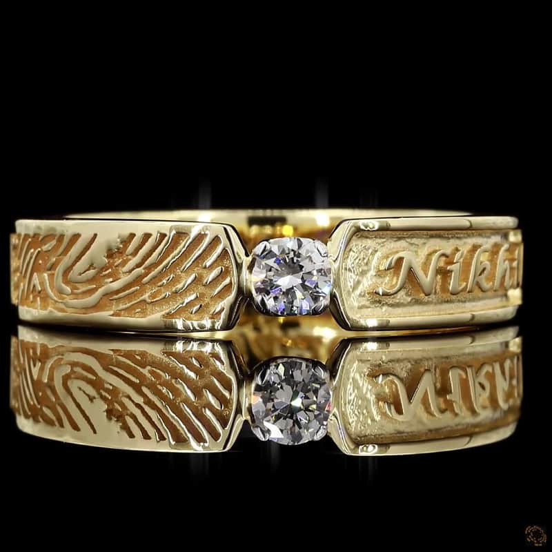 Fingerprint Name Band Ring