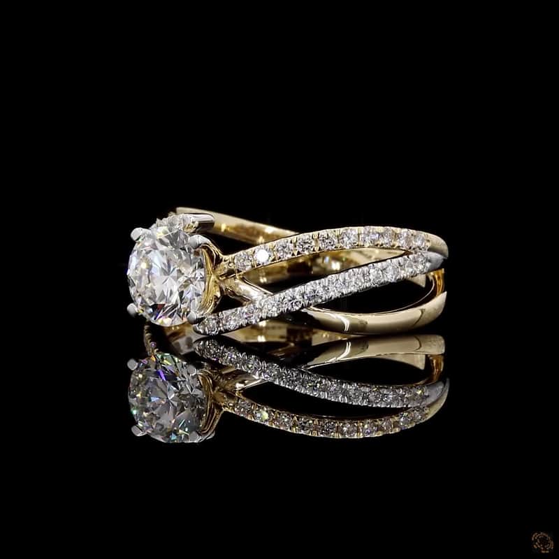 Crossover Pavé Solitaire Ring