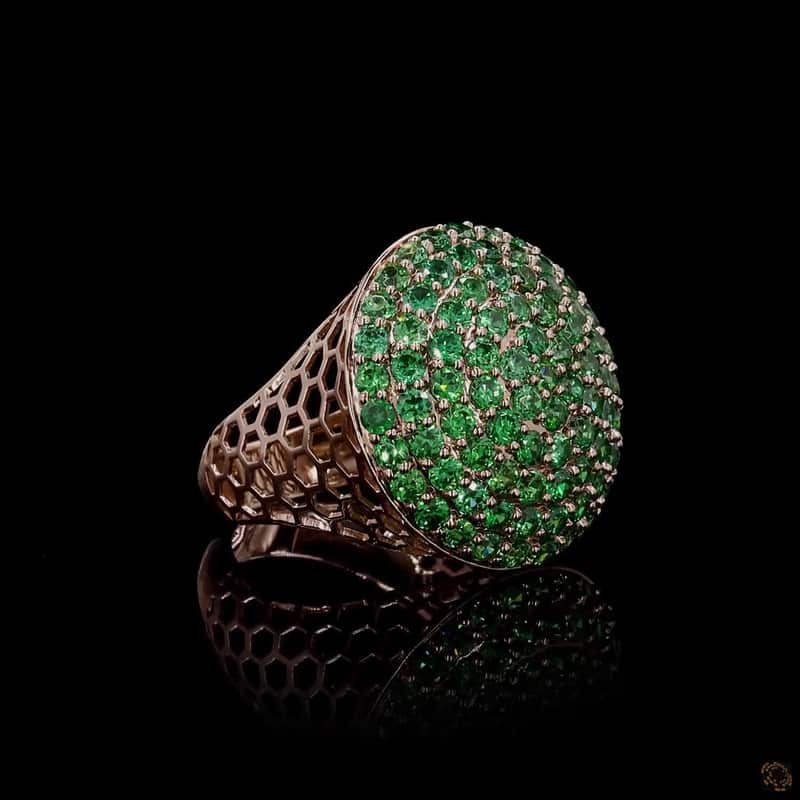 Green Pavé Dome Ring